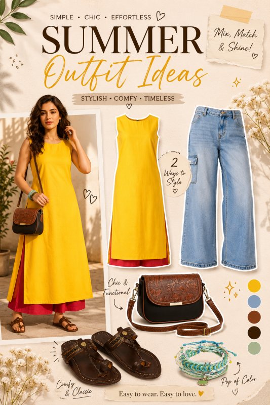 Mustard Yellow Kurta with Jeans Outfit  Ethnic Casual Style India