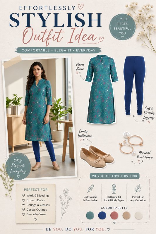 Blue Kurta Outfit for Women  Simple Daily Wear Ethnic Look