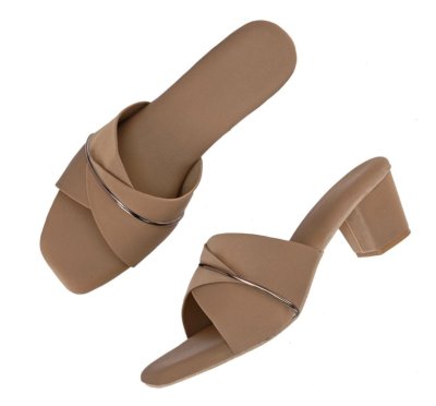 Beige Block Heel Sandals