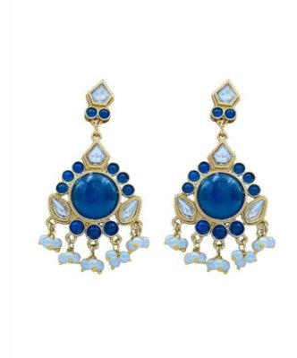 Brass-Plated Brass Kundan Jhumkas