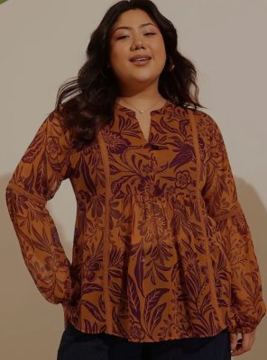 Floral bishop top for chubby girl