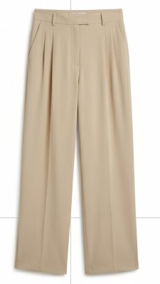 Beige High-Waist Pleated Trousers
