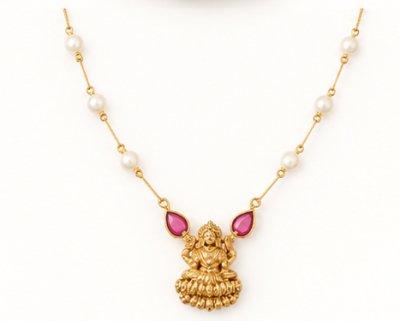 Gold-Plated Stone Studded & Beaded Necklace