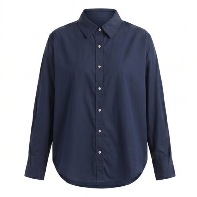Navy Blue Oversized Button-Down Shirt