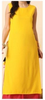 Mustard Yellow Sleeveless A-Line Kurta