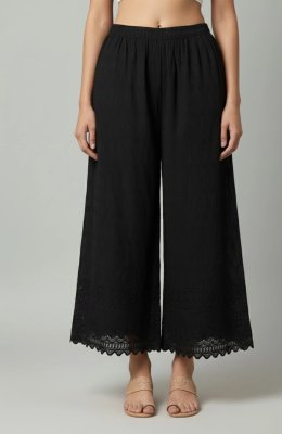 Black Straight Ethnic Pants