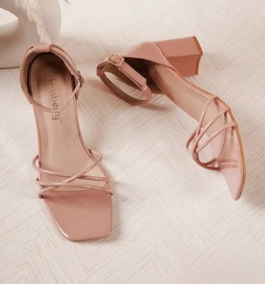 DressBerry Nude Strappy Block Heels