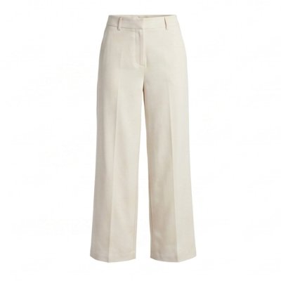 High-Waist Wide-Leg White Trousers