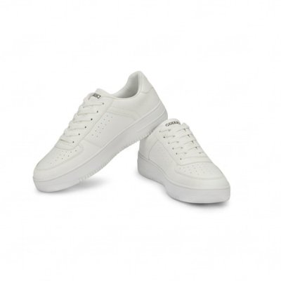 White Minimal Lace-Up Sneakers