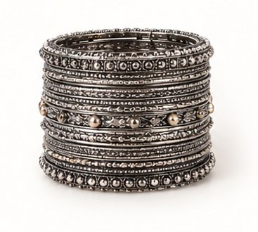 Oxidized Silver Layered Bangle Set