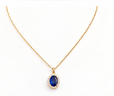 Gold-Plated Artificial Stones Studded Circular Pendant With Chain